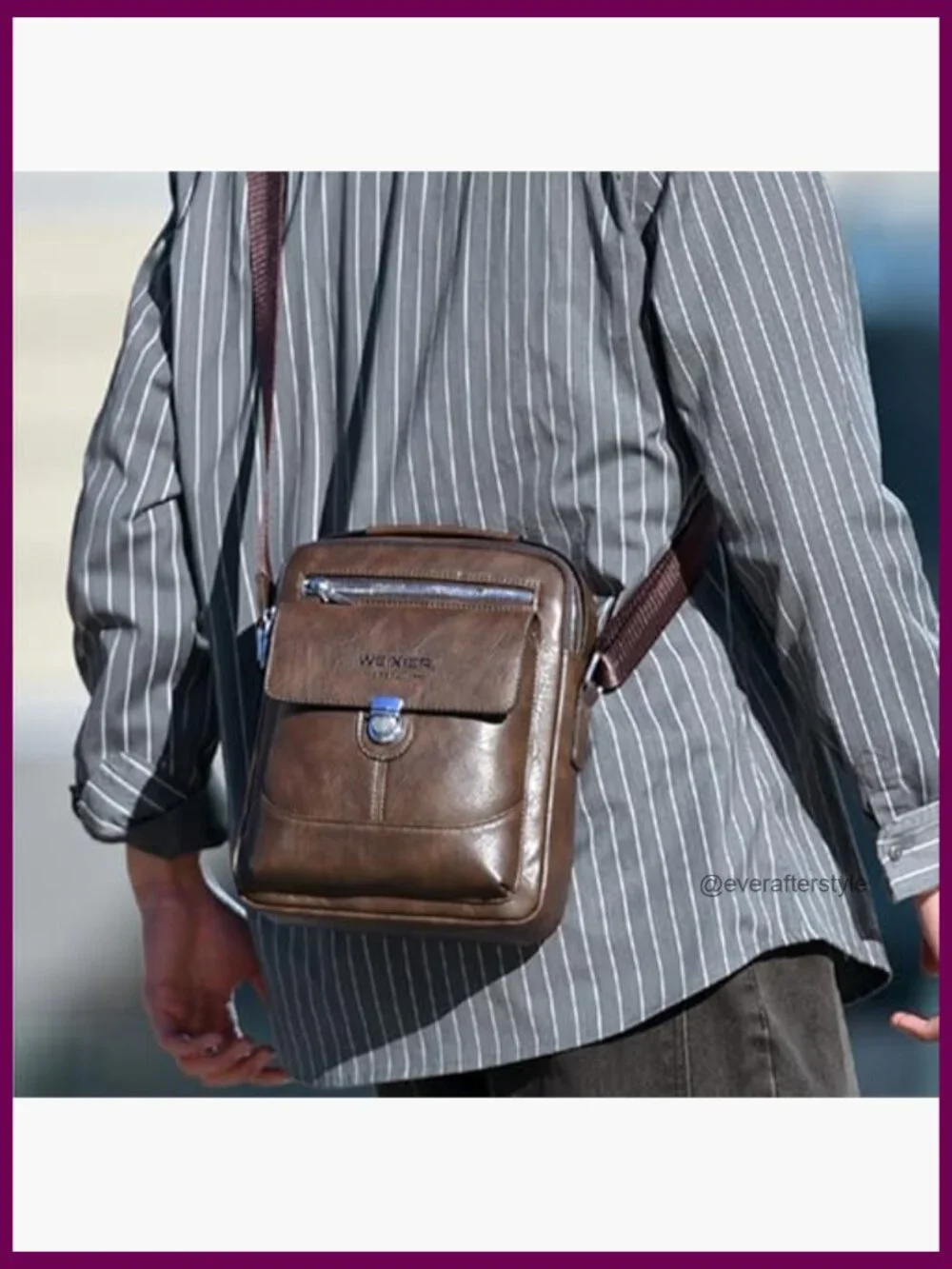 Vintage Leather Crossbody Messenger Bag for Men Satchel Purse